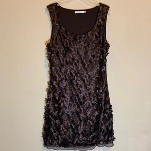 ❇️3/$30❇️ Vintage Brown Flower Embellished Mini Dress